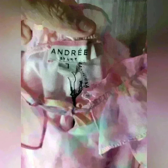 NWT Andre by Unit pastel tye-dyed off the shoulder lined dress in size Large. - Picture 3 of 9